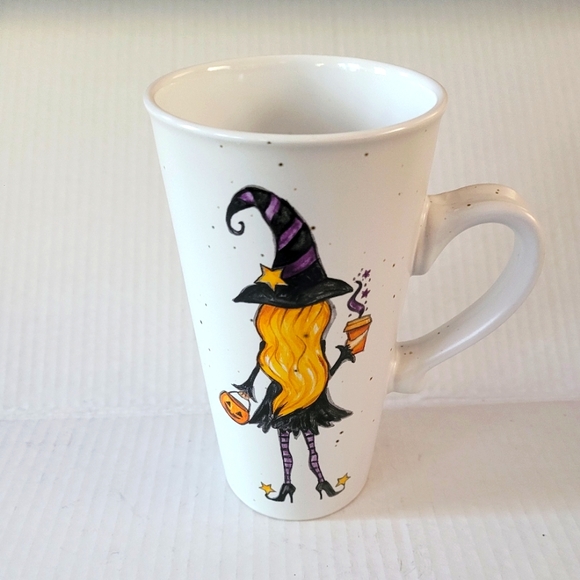 Cobwebs & Cauldrons Halloween Witch Coffee Tall Tumbler Cup - Picture 1 of 6